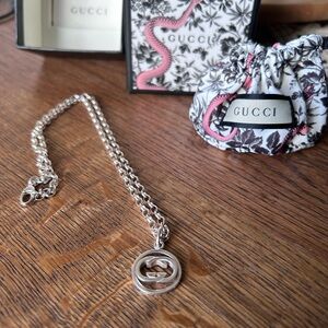 Gucci Silver Chain with Logo Pendant